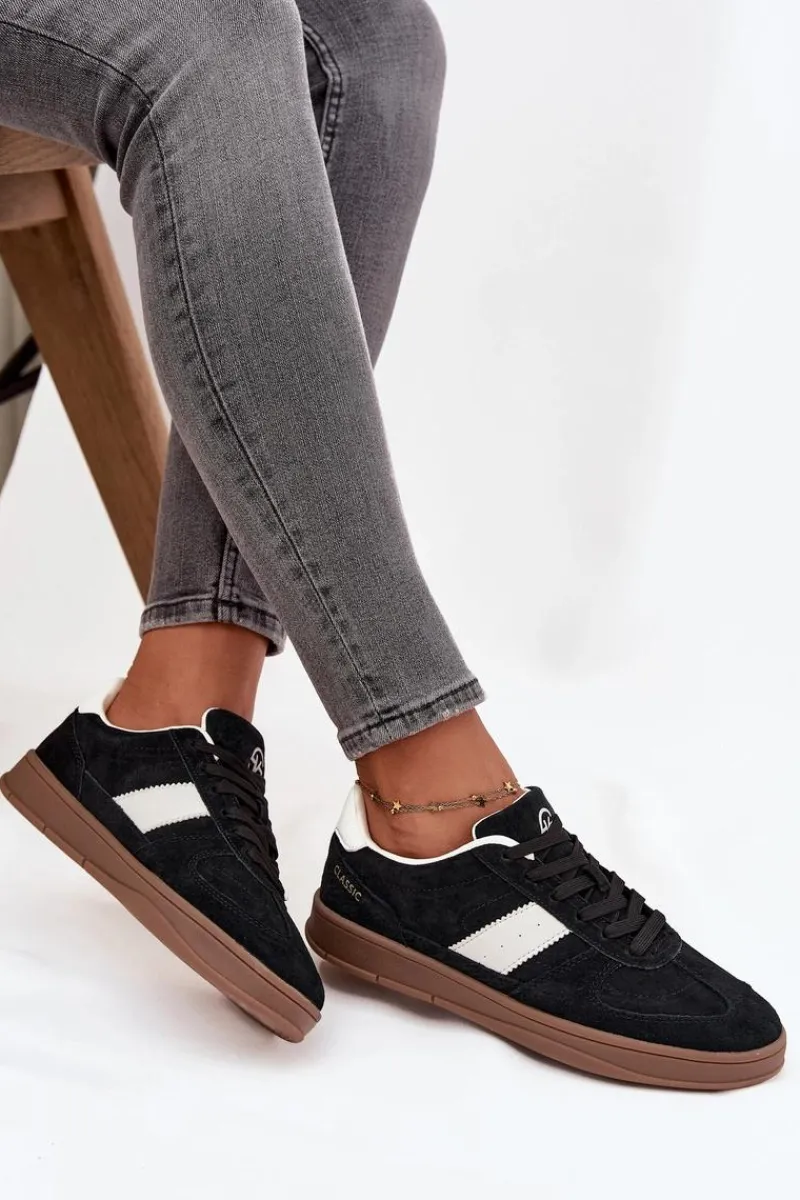 Hot Zamszowe Sneakersy Damskie Vinceza 14029 Czarne Damskie Sneakersy Damskie