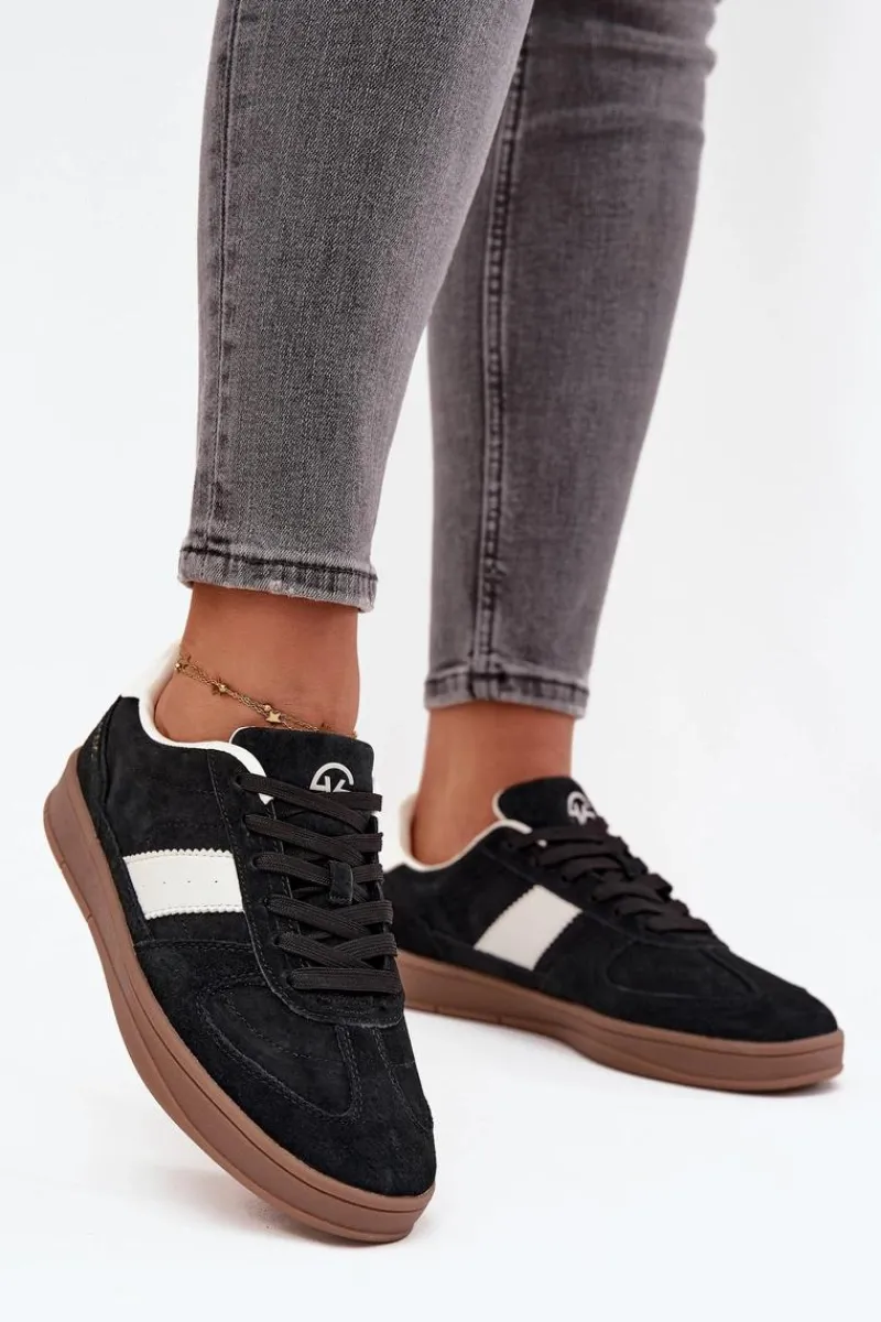 Hot Zamszowe Sneakersy Damskie Vinceza 14029 Czarne Damskie Sneakersy Damskie