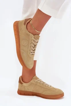 New Big Star Shoes Zamszowe Sneakersy Damskie Big Star RR274849 HI-POLY SYSTEM Beżowe Beżowy