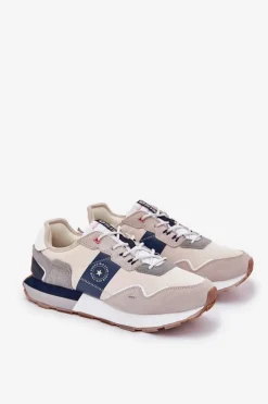 Big Star Shoes Zamszowe Sneakersy Męskie Na Platformie Big Star RR174471 Hi-Poly System Szare Szary