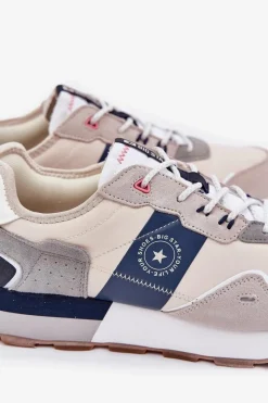 Big Star Shoes Zamszowe Sneakersy Męskie Na Platformie Big Star RR174471 Hi-Poly System Szare Szary