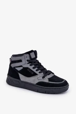 Obuwie Sportowe Męskie>Big Star Shoes Zamszowe Sneakersy Męskie Big Star OO174303 Hi-Poly System Czarno-Szare