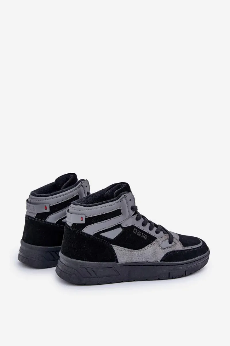 Obuwie Sportowe Męskie>Big Star Shoes Zamszowe Sneakersy Męskie Big Star OO174303 Hi-Poly System Czarno-Szare