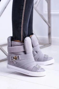 Online Boto Zamszowe Sneakersy Na Koturnie Lu Boo Szare
