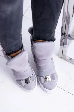 Online Boto Zamszowe Sneakersy Na Koturnie Lu Boo Szare