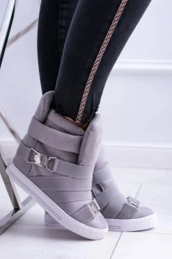 Online Boto Zamszowe Sneakersy Na Koturnie Lu Boo Szare