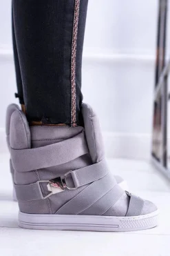 Online Boto Zamszowe Sneakersy Na Koturnie Lu Boo Szare