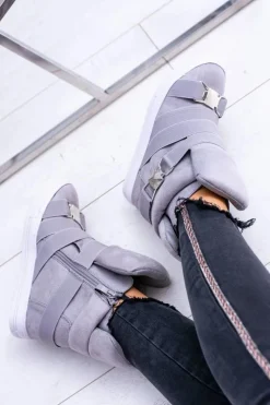 Online Boto Zamszowe Sneakersy Na Koturnie Lu Boo Szare