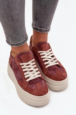 Outlet Zamszowe Sneakersy Na Masywnej Platformie N1270S3 Fioletowe Damskie Buty Sportowe Na Platformie