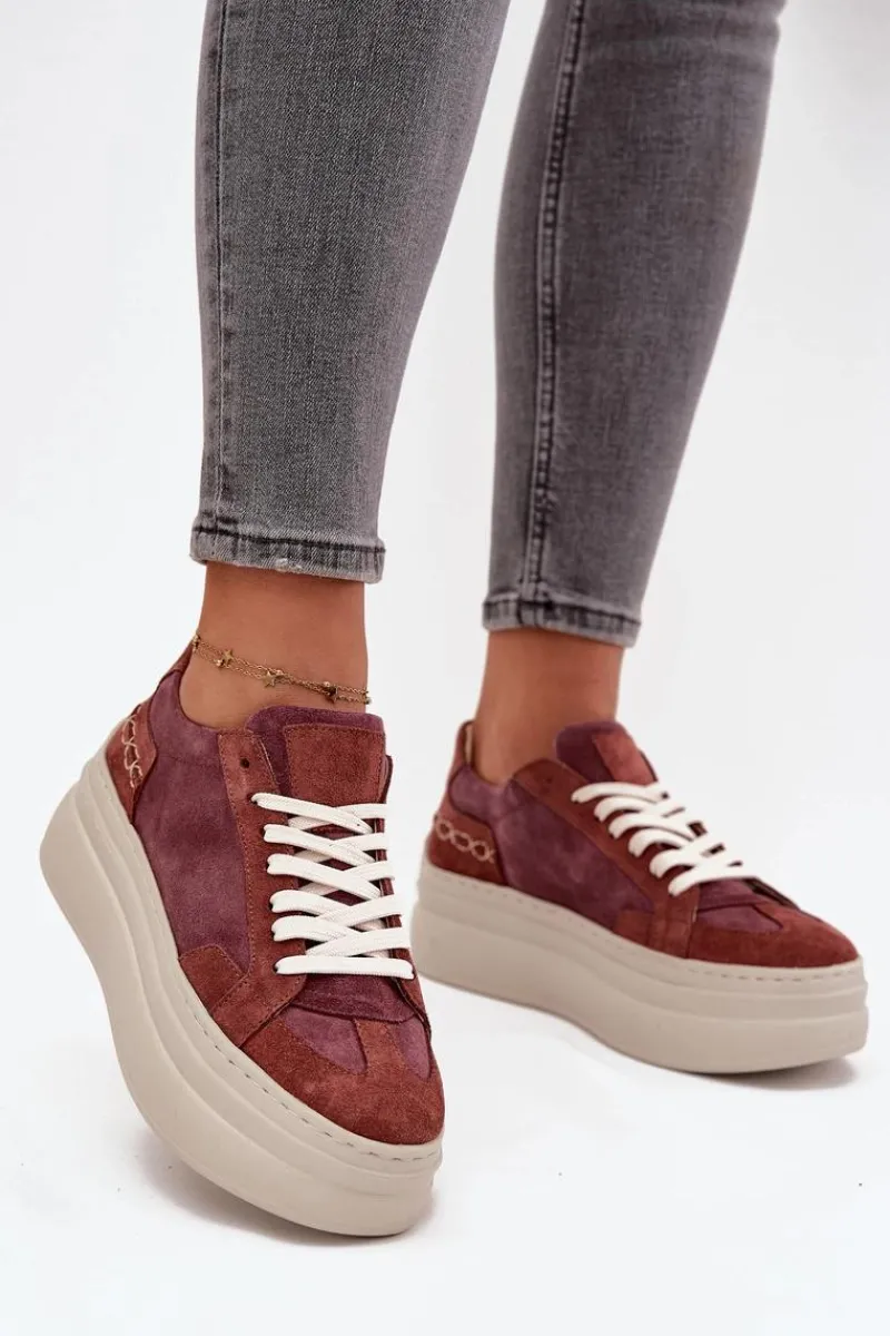 Outlet Zamszowe Sneakersy Na Masywnej Platformie N1270S3 Fioletowe Damskie Buty Sportowe Na Platformie