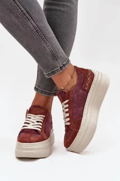 Outlet Zamszowe Sneakersy Na Masywnej Platformie N1270S3 Fioletowe Damskie Buty Sportowe Na Platformie