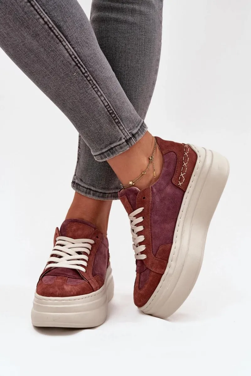 Outlet Zamszowe Sneakersy Na Masywnej Platformie N1270S3 Fioletowe Damskie Buty Sportowe Na Platformie