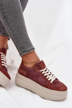 Outlet Zamszowe Sneakersy Na Masywnej Platformie N1270S3 Fioletowe Damskie Buty Sportowe Na Platformie