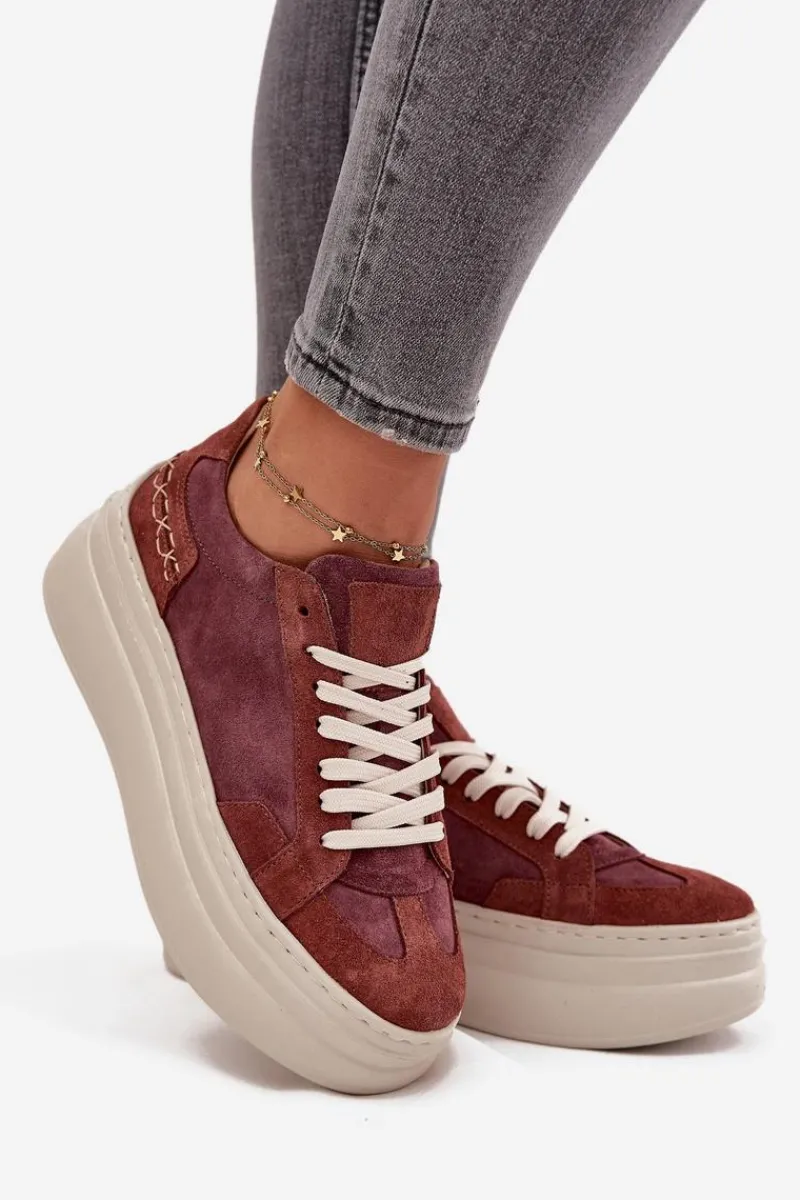 Outlet Zamszowe Sneakersy Na Masywnej Platformie N1270S3 Fioletowe Damskie Buty Sportowe Na Platformie