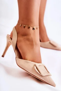 Best Boto Zamszowe Szpilki Z Noskiem W Szpic Beżowe Emberly