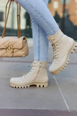 Botki Wiosenne|Damskie Trapery>Damskie buty S.Barski Zamszowe Traperki Botki Beżowe Layden Szary