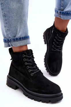 Sale Zamszowe Trapery Botki Ocieplane Czarne Alden Damskie Damskie Trapery|Botki Sznurowane