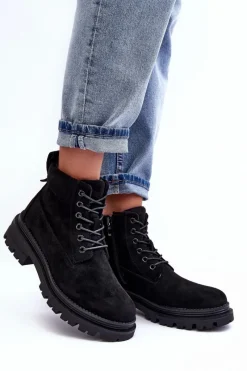 Sale Zamszowe Trapery Botki Ocieplane Czarne Alden Damskie Damskie Trapery|Botki Sznurowane