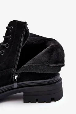 Sale Zamszowe Trapery Botki Ocieplane Czarne Alden Damskie Damskie Trapery|Botki Sznurowane