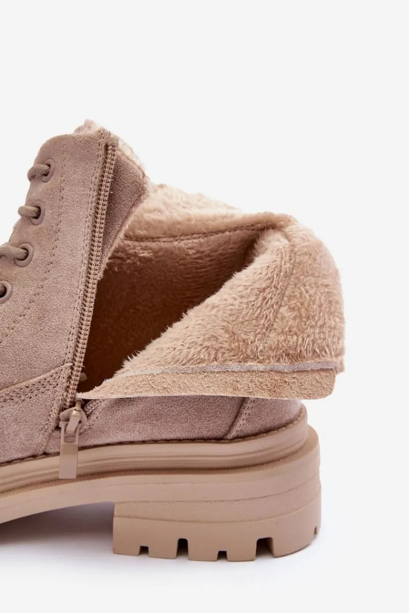 Damskie Trapery|Botki Sznurowane>Boto Zamszowe Trapery Botki Ocieplane Beżowe Alden