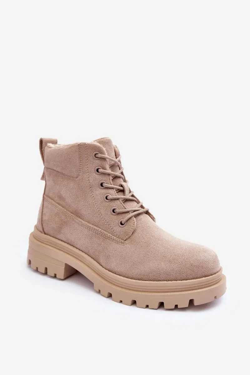 Damskie Trapery|Botki Sznurowane>Boto Zamszowe Trapery Botki Ocieplane Beżowe Alden
