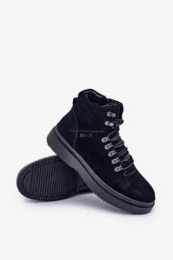 Clearance Zamszowe Trapery Męskie Ocieplane Big Star OO174187 Czarne Męskie Botki Męskie