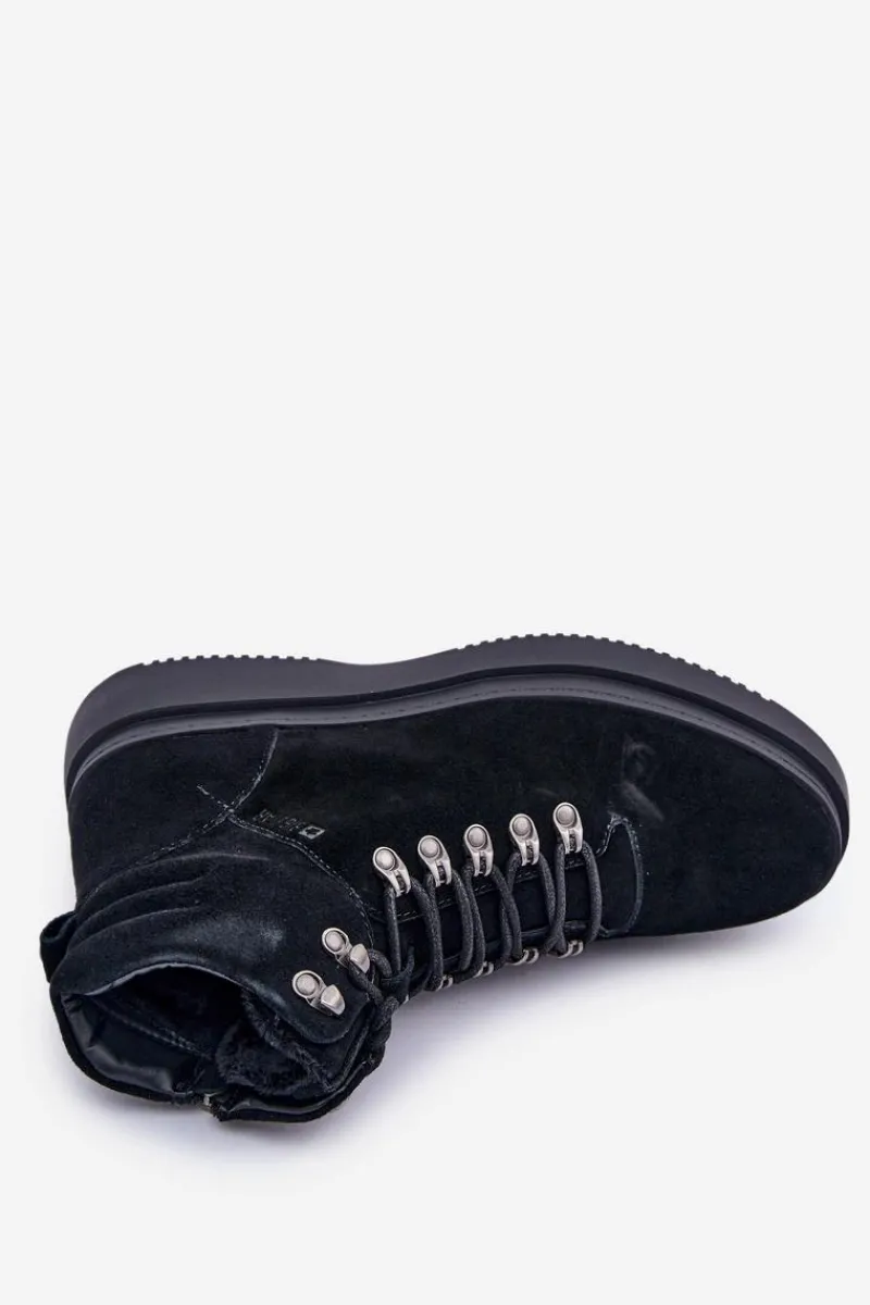 Clearance Zamszowe Trapery Męskie Ocieplane Big Star OO174187 Czarne Męskie Botki Męskie