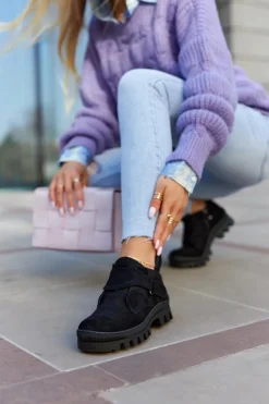 Discount Zamszowe Wiosenne Botki Trapery Na Suwak Czarne Remgate Damskie Botki Wiosenne|Damskie Trapery