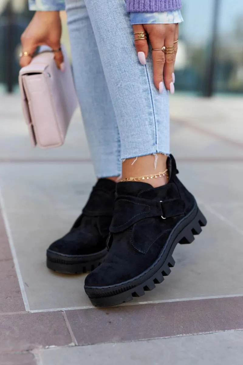 Discount Zamszowe Wiosenne Botki Trapery Na Suwak Czarne Remgate Damskie Botki Wiosenne|Damskie Trapery