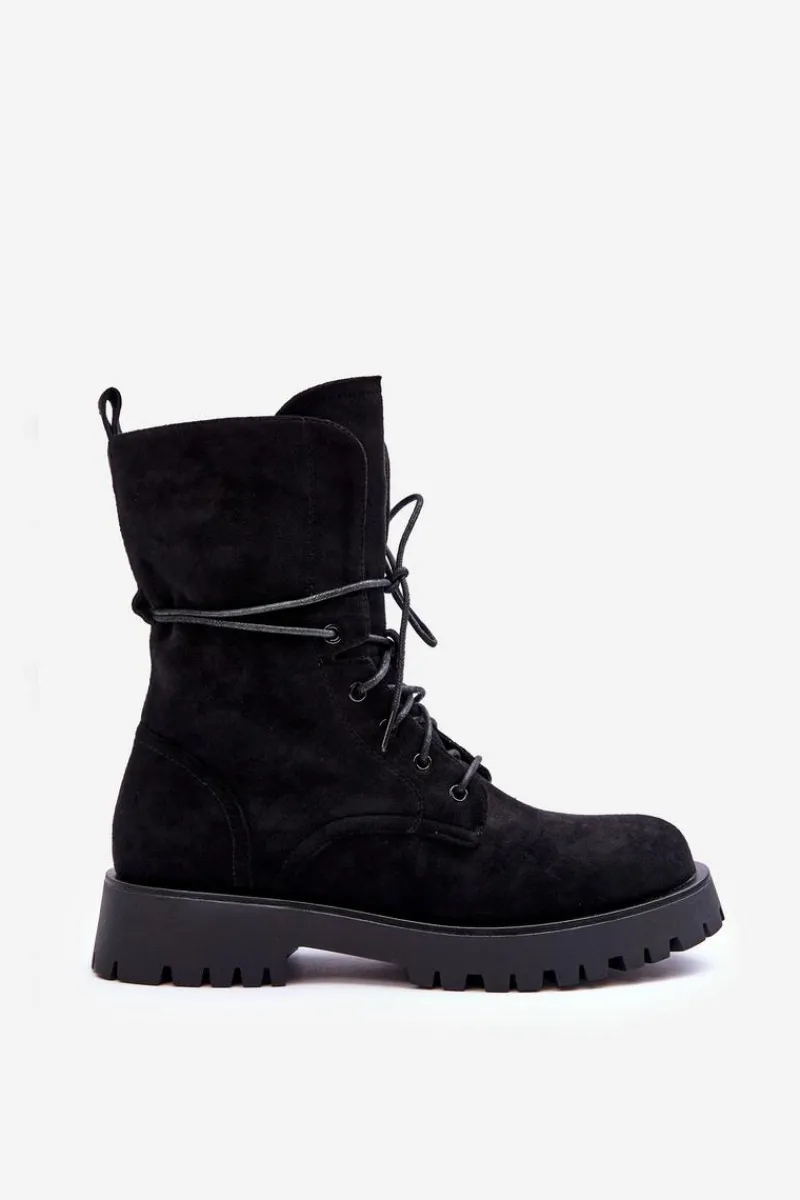 Botki Sznurowane|Czarne Botki>Boto Zamszowe Workery Botki Na Płaskim Obcasie Czarne Jence
