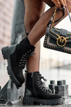 Best Boto Zamszowe Workery Botki Ocieplane Czarne Atuna