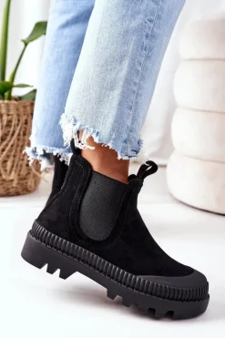 Czarne Botki|Botki Workery>Boto Zamszowe Workery Na Platformie Czarne Come With Me