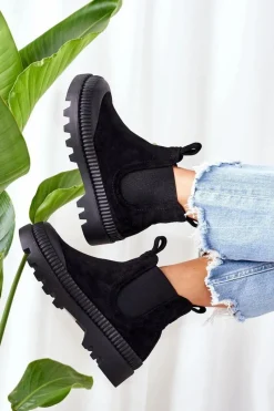 Czarne Botki|Botki Workery>Boto Zamszowe Workery Na Platformie Czarne Come With Me