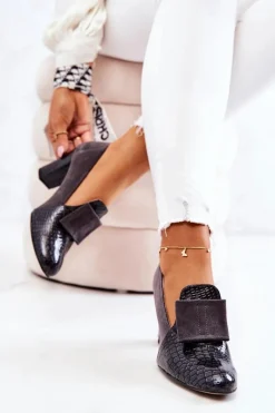 Online Boto Zamszowe Wężowe Czółenka Szare Kathleen