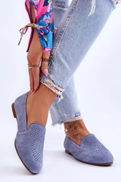 Sale Zamszowe Wygodne Mokasyny Niebieskie Giovana Damskie Mokasyny Damskie Zamszowe