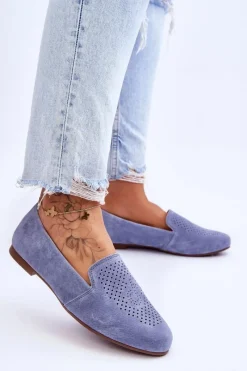 Sale Zamszowe Wygodne Mokasyny Niebieskie Giovana Damskie Mokasyny Damskie Zamszowe