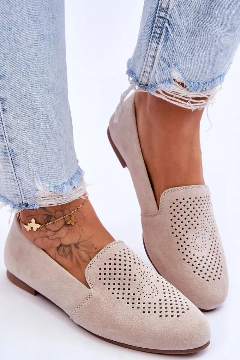 Hot Damskie buty S.Barski Zamszowe Wygodne Mokasyny Beżowe Giovana Beżowy