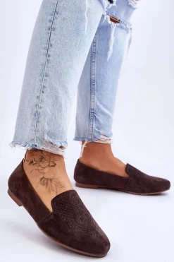 New Damskie buty S.Barski Zamszowe Wygodne Mokasyny Brązowe Giovana