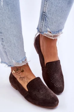 New Damskie buty S.Barski Zamszowe Wygodne Mokasyny Brązowe Giovana