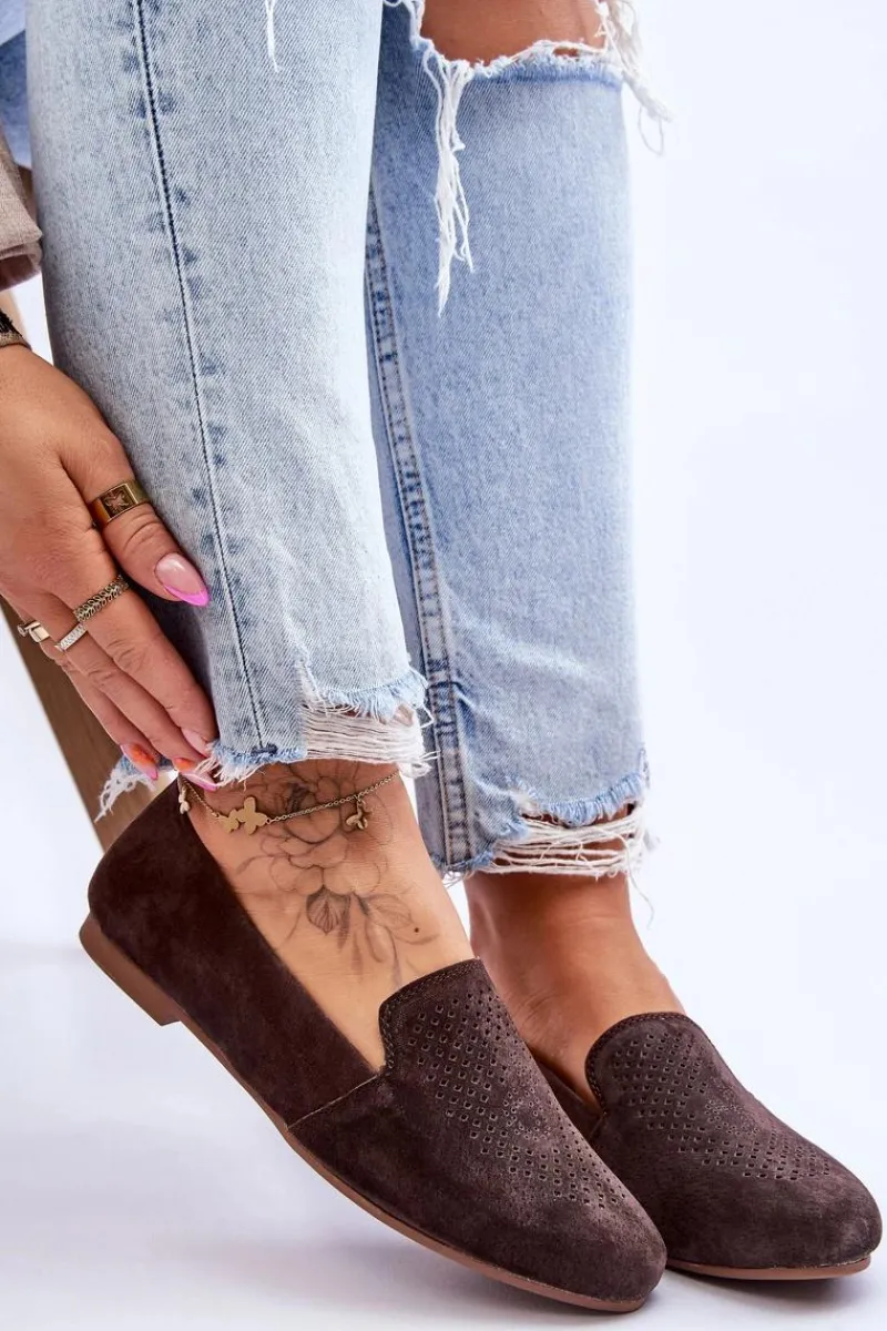 New Damskie buty S.Barski Zamszowe Wygodne Mokasyny Brązowe Giovana