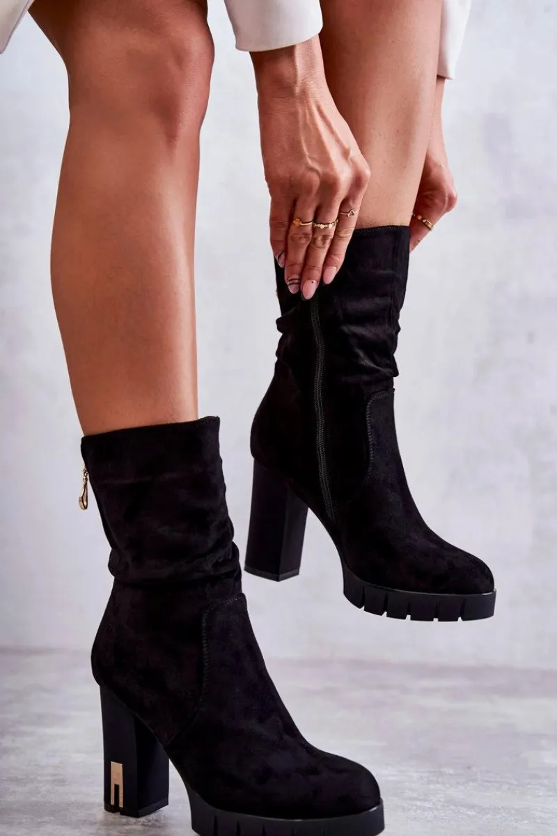 Botki Na Słupku|Czarne Botki>Boto Zamszowe Wysokie Botki Na Słupku Czarne Volter