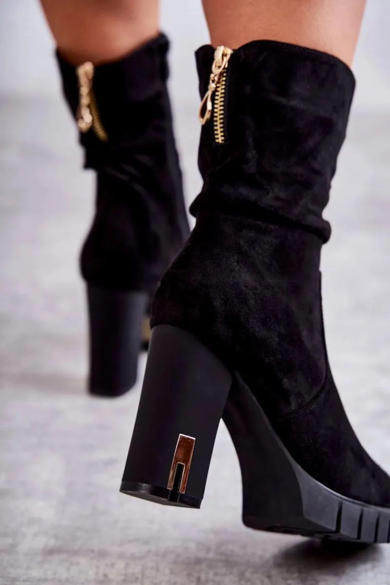 Botki Na Słupku|Czarne Botki>Boto Zamszowe Wysokie Botki Na Słupku Czarne Volter