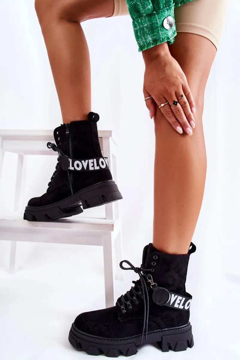 Discount Zamszowe Wysokie Botki Z Ociepleniem Czarne Danity Damskie Botki Ocieplane|Damskie Trapery