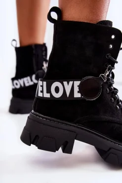 Discount Zamszowe Wysokie Botki Z Ociepleniem Czarne Danity Damskie Botki Ocieplane|Damskie Trapery