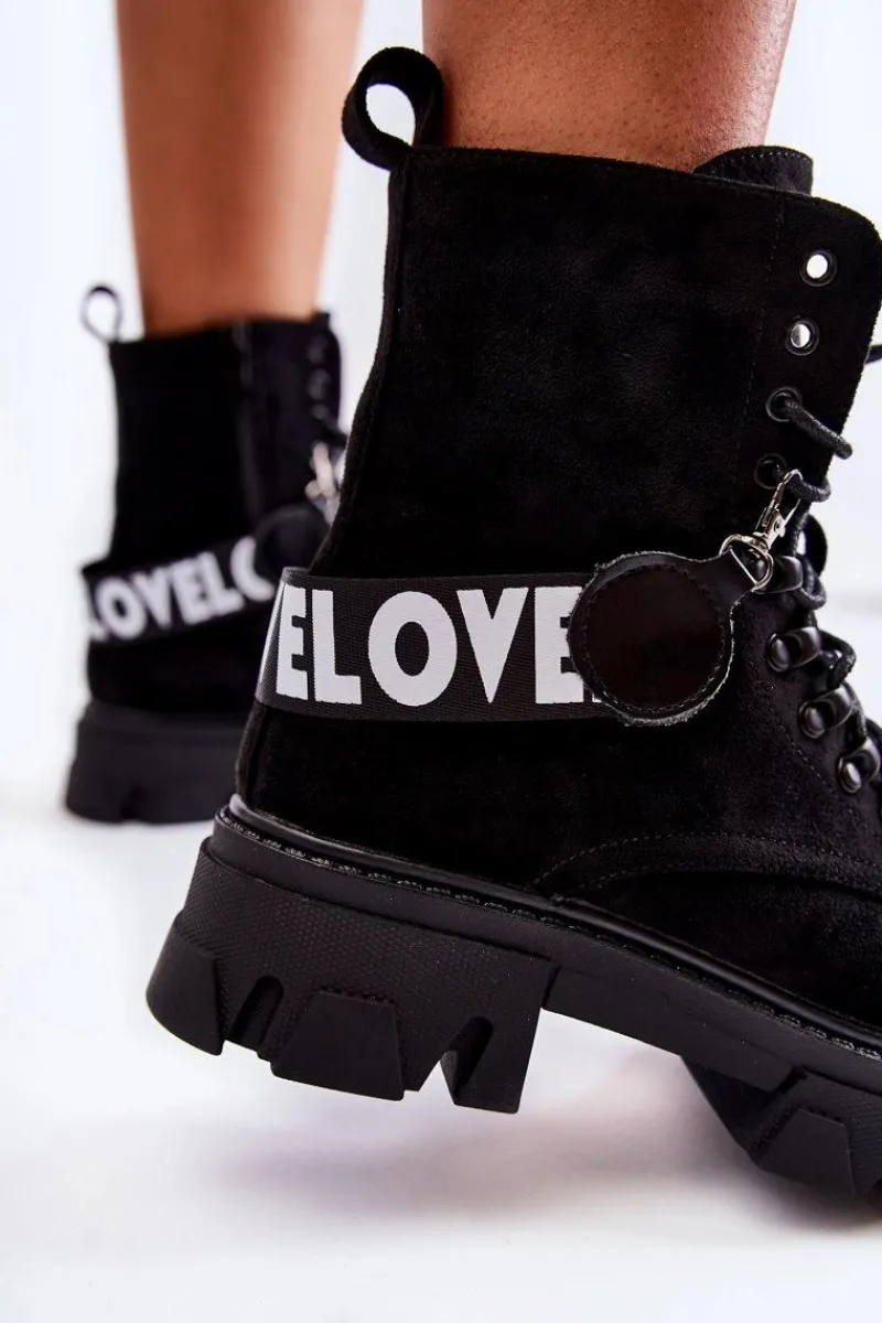 Discount Zamszowe Wysokie Botki Z Ociepleniem Czarne Danity Damskie Botki Ocieplane|Damskie Trapery