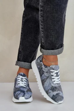 Buty Sportowe Na Platformie|Sneakersy Damskie></noscript>Damskie buty S.Barski Zamszowe Wzorzyste Buty Sportowe Na Platformie Z Brokatem D&A LR51-635 e Niebieski