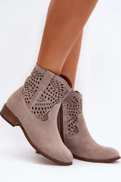 Online Zazoo 3305/2 Damskie Ażurowe Botki Cappuccino