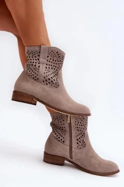 Online Zazoo 3305/2 Damskie Ażurowe Botki Cappuccino