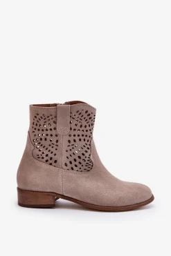 Online Zazoo 3305/2 Damskie Ażurowe Botki Cappuccino