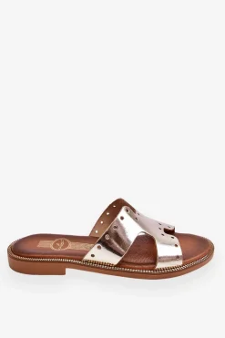 New 40326 Damskie Klapki Z Ozdobnymi Wycięciami Złote Damskie Klapki Damskie Klasyczne